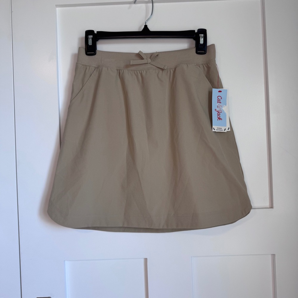 NWT Cat & Jack Girl's Skort School Uniform Beige Size XL (14) Pull On w/ Pockets